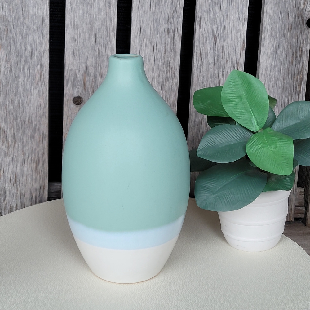 Target Mint, Baby Blue & White Teardrop Ceramic Bud Vase